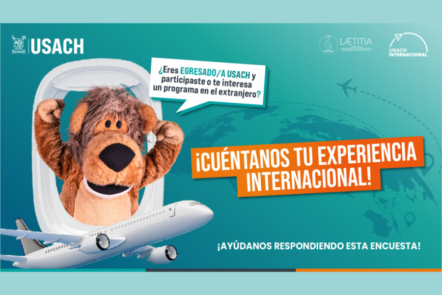 Afiche en donde Usachín invita a la comunidad de egresados a participar de esta actividad. El fondo es de color esmeralda.