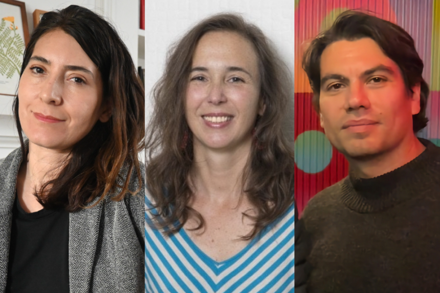 En la imagen aparecen los académicos Verónica Rocamora, Patricia Junge y Jorge Castillo.