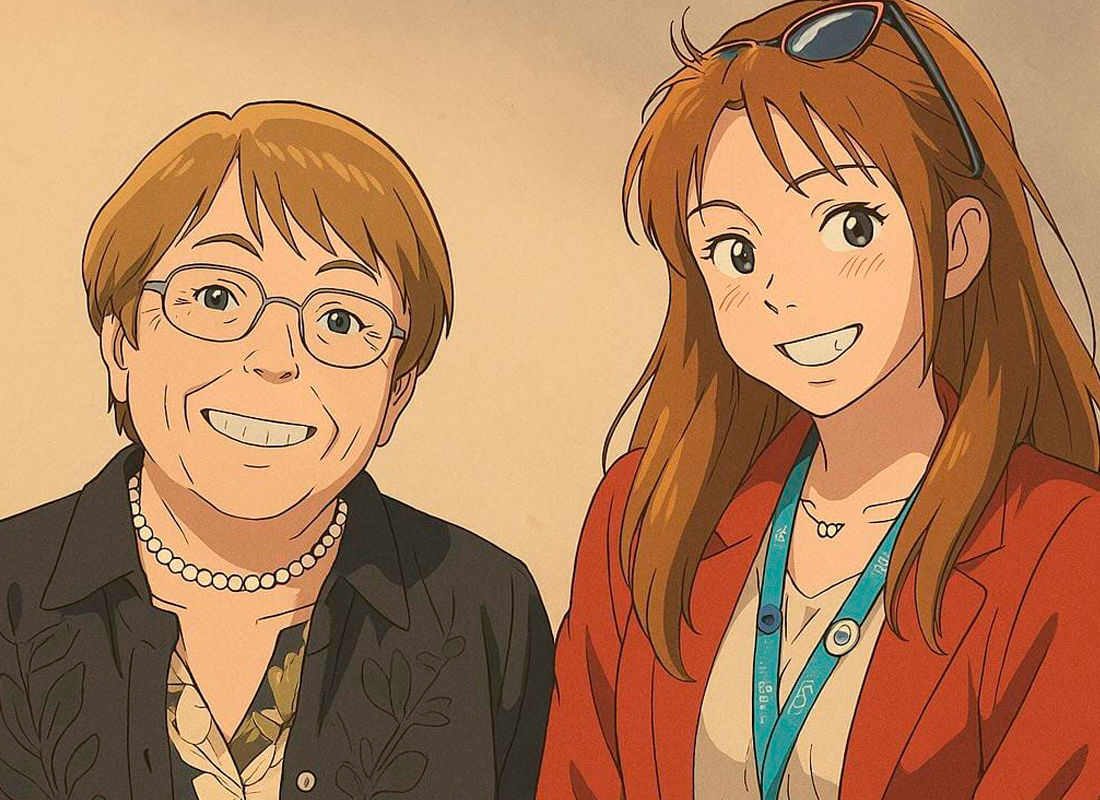 Foto de Michelle Bachelet en versión Ghibli