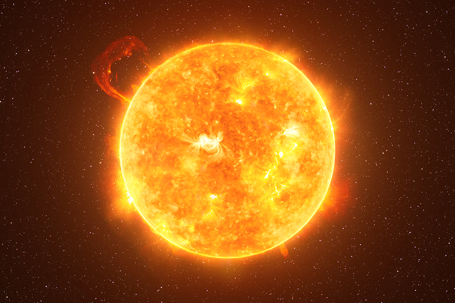 Image of the sun's radiant surface against a dark background.