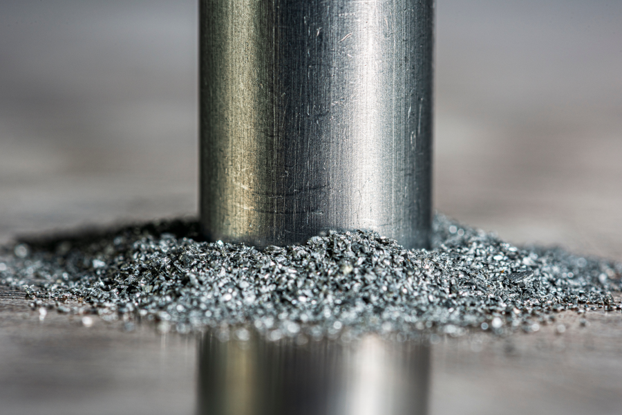 Metal shavings from industrial manufacturing.