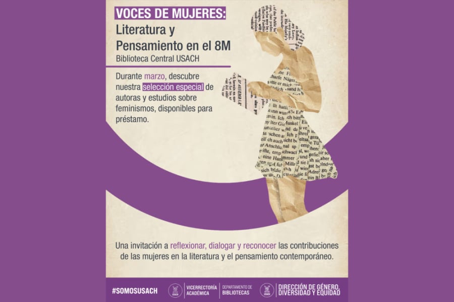 Afiche de la actividad en colores morado y crema.