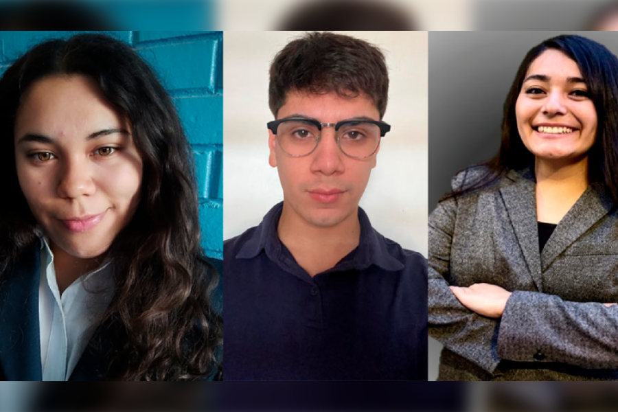 En la imagen aparecen tres estudiantes de la Facultad de Administración y Economía Usach, que trabajaron en la tesis que colaboró en el Informe de Estadísticas Tributarias del Ministerio de Hacienda.